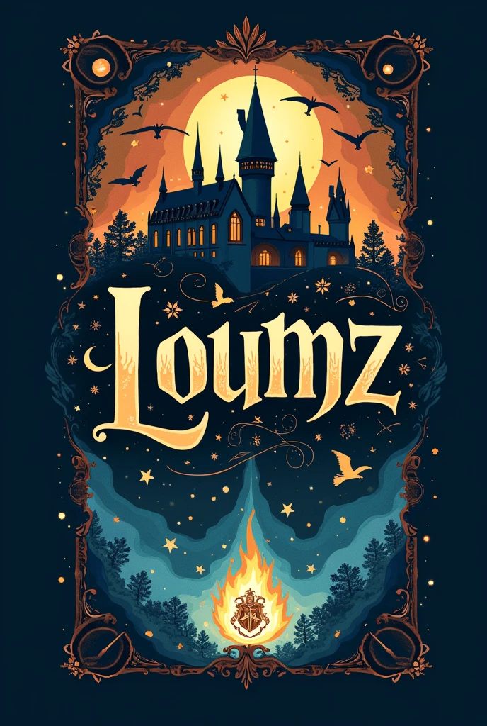 Make me a logo for the Harry Potter theme and the word loumz 