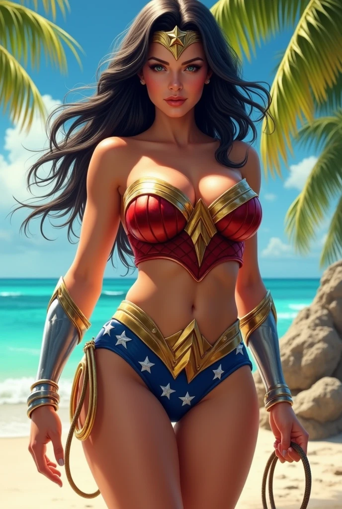 Wonder Woman very big breasts in tiny bikini
