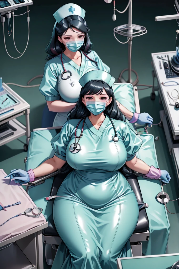 nurse uniform,hospital, latex nurse suit,nurses,busty,elbow gloves,labcoat,black hair woman,red eyes , gigantic ,medical instruments,asian nurse,two nurses,speculum,examination room,oversize ,big ass ,strap on, lay on table ,legs spreaded,giving birth,gyno chair , dentist,Milf,latex,grey uniform,oversize breasts