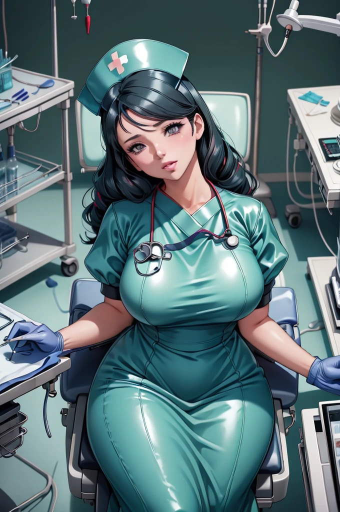 nurse uniform,hospital, latex nurse suit,nurses,busty,elbow gloves,labcoat,black hair woman,red eyes , gigantic ,medical instruments,asian nurse,two nurses,speculum,examination room,oversize ,big ass ,strap on, lay on table ,legs spreaded,giving birth,gyno chair , dentist,Milf,latex,grey uniform,oversize breasts