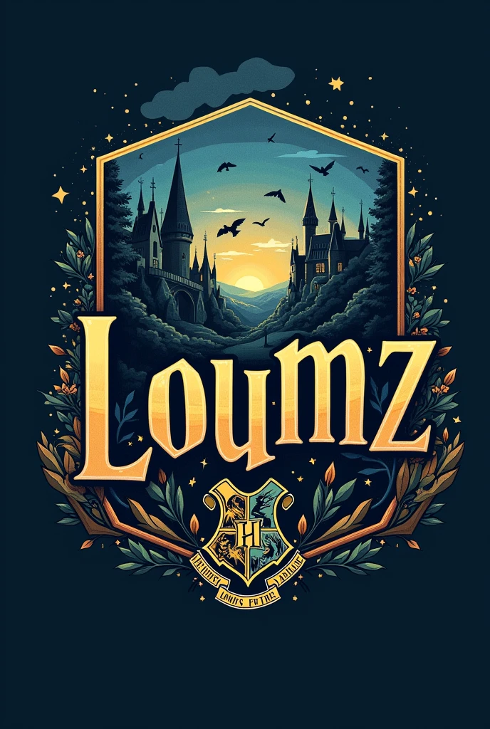 Make me a logo for the Harry Potter theme and the word loumz