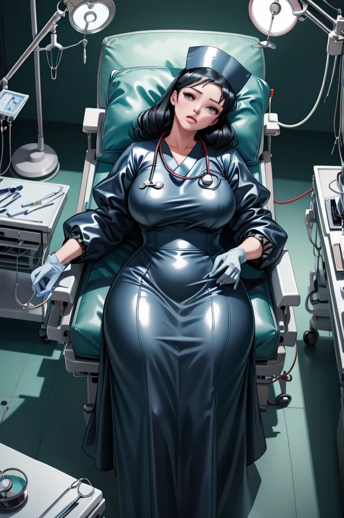 nurse uniform,hospital, latex nurse suit,nurses,busty,elbow gloves,labcoat,black hair woman,red eyes , gigantic ,medical instruments,asian nurse,two nurses,speculum,examination room,oversize ,big ass ,strap on, lay on table ,legs spreaded,giving birth,gyno chair , dentist,Milf,latex,grey uniform,oversize breasts