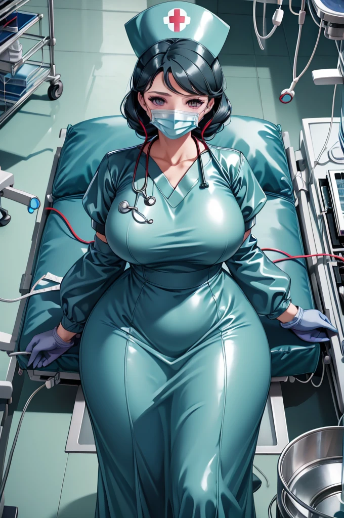 nurse uniform,hospital, latex nurse suit,nurses,busty,elbow gloves,labcoat,black hair woman,red eyes , gigantic ,medical instruments,asian nurse,two nurses,speculum,examination room,oversize ,big ass ,strap on, lay on table ,legs spreaded,giving birth,gyno chair , dentist,Milf,latex,grey uniform,oversize breasts