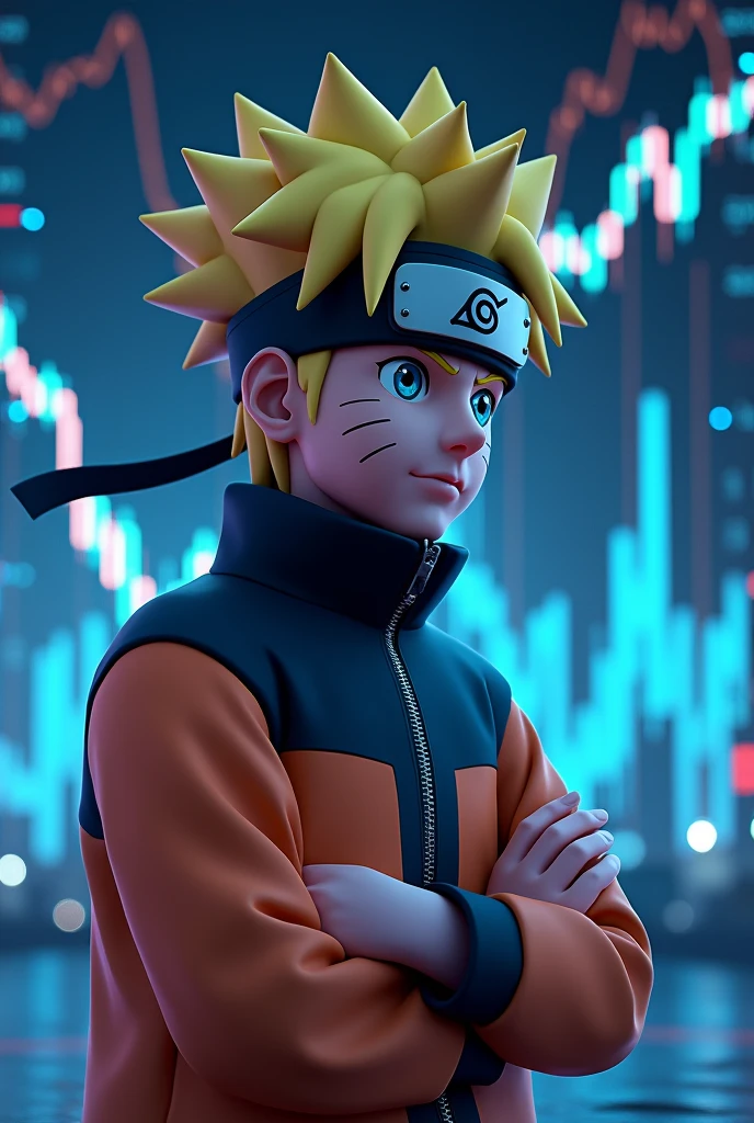 Naruto Analyze and anime boy, crypto market , 3d picture
Text type NARUTO ANALAYZE