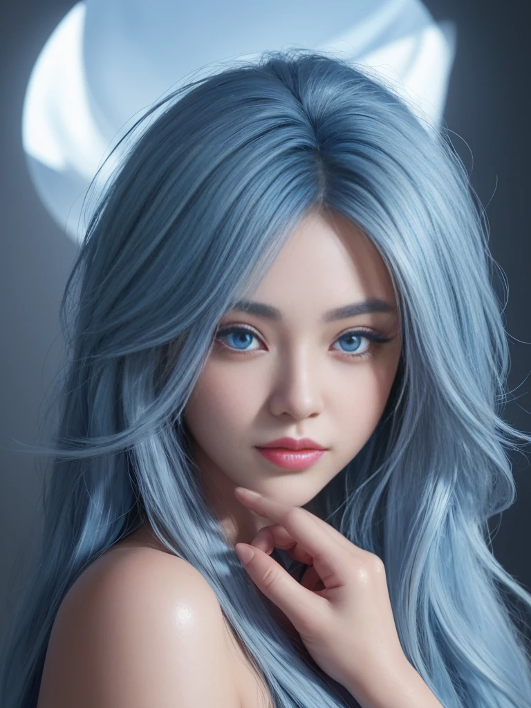 (Extremely detailed Cg Unity 8K wallpaper),(Masterpiece), (Best quality), (Ultra-detailed), (Best Illustration),(Best shadow), (Sharp eyeliner, eye shadows, Detailed eyes:1.1),, , Break, IWS2000, look at viewer, double eyelid, ash blue hair, blue eyes color, veil, pony hair, ultra-detailed eyes,