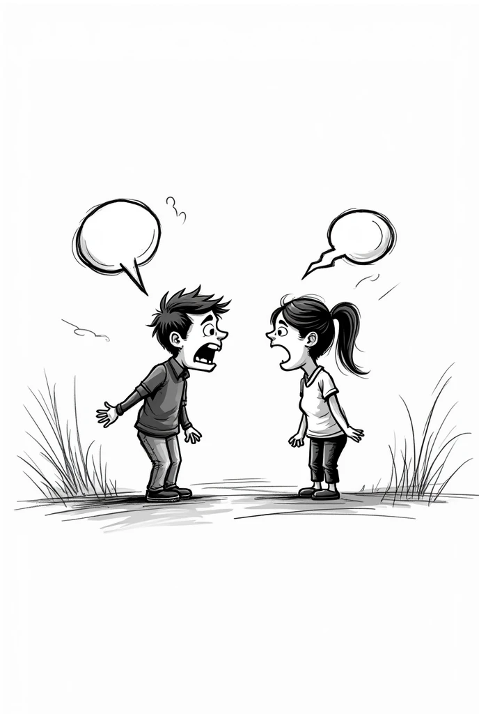 A sketch like a comics of a parents arguing, make it just a simple drawing like a cartoon, something like that for a comics.