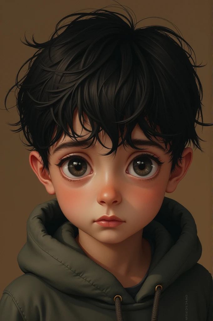 Can you make brown book cover with a boy's sad eye?