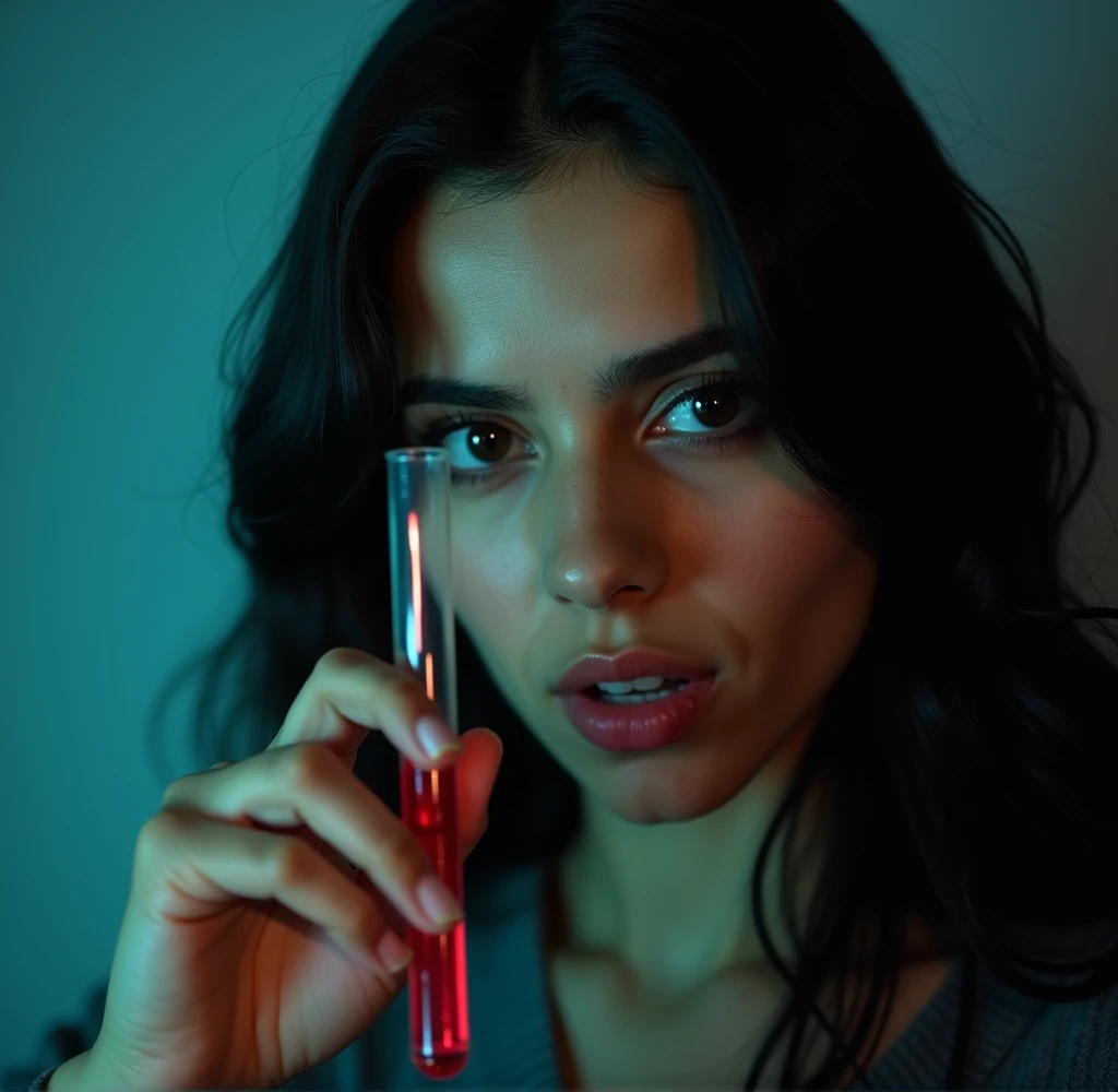 Pakistani model, holding serum in hand, photography