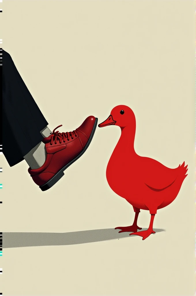 Des pieds qui font un fuck à un canard rouge
