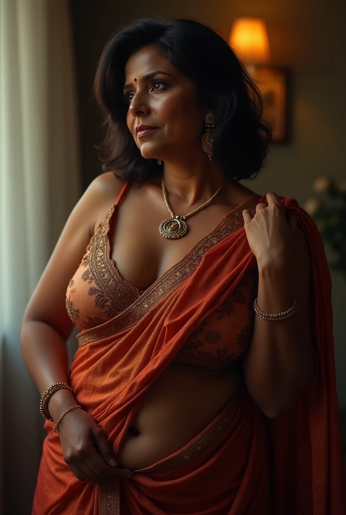 4 dusky mom undressing her saree who is having big boobs