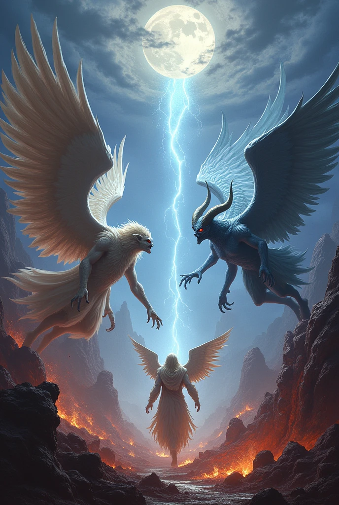 Fantasy world, holy vs evil. Angels against demons