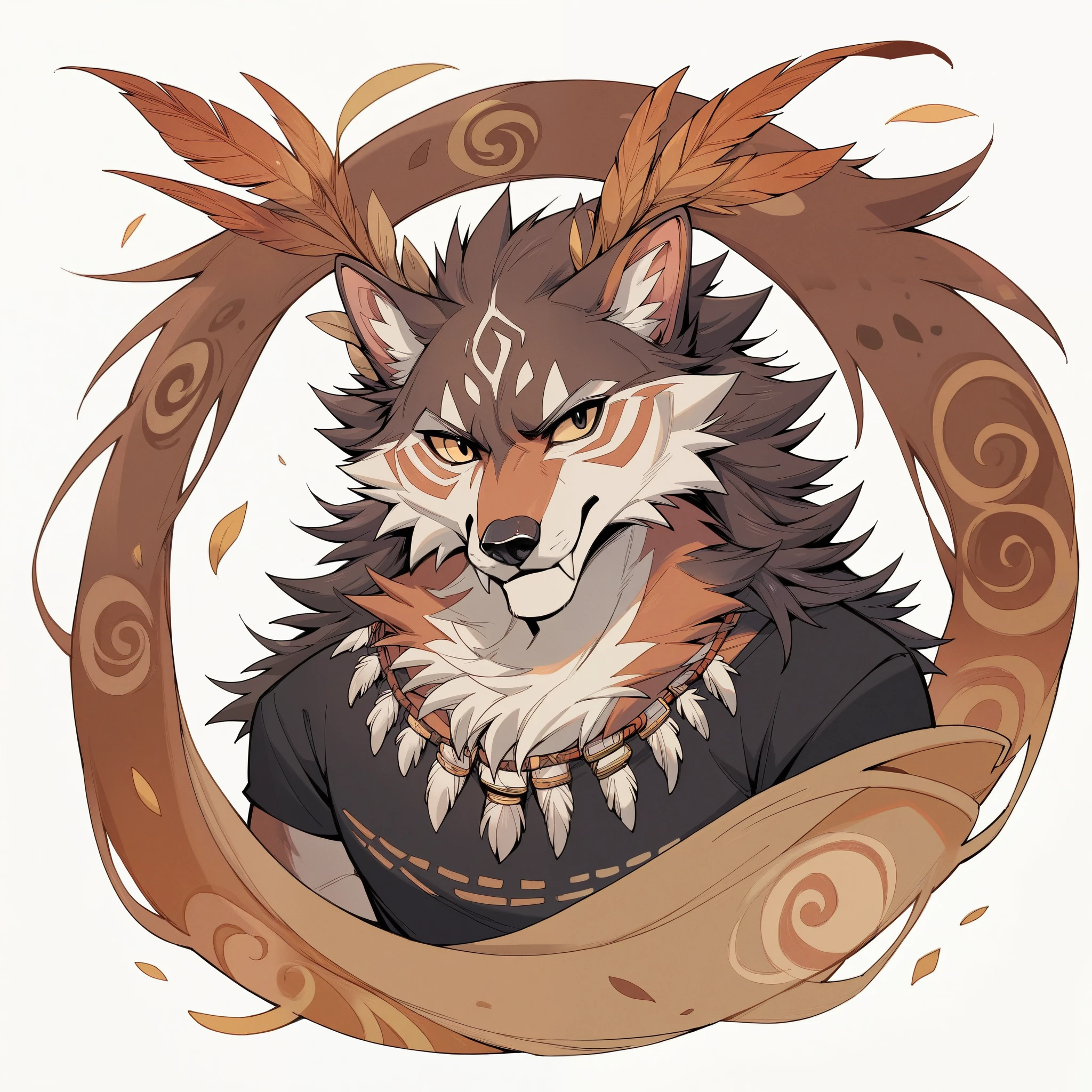 rating_safe, score_9, score_8_up, score_7_up, score_6_up, score_5_up, score_4_up, hires, source_furry, cover_page, Tribal Spirit animals, A t-shirt design inspired by tribal art and folklore, featuring intricately detailed spirit animals such as wolves, The design incorporates geometric patterns and bold linework to create a striking and powerful composition, white background,