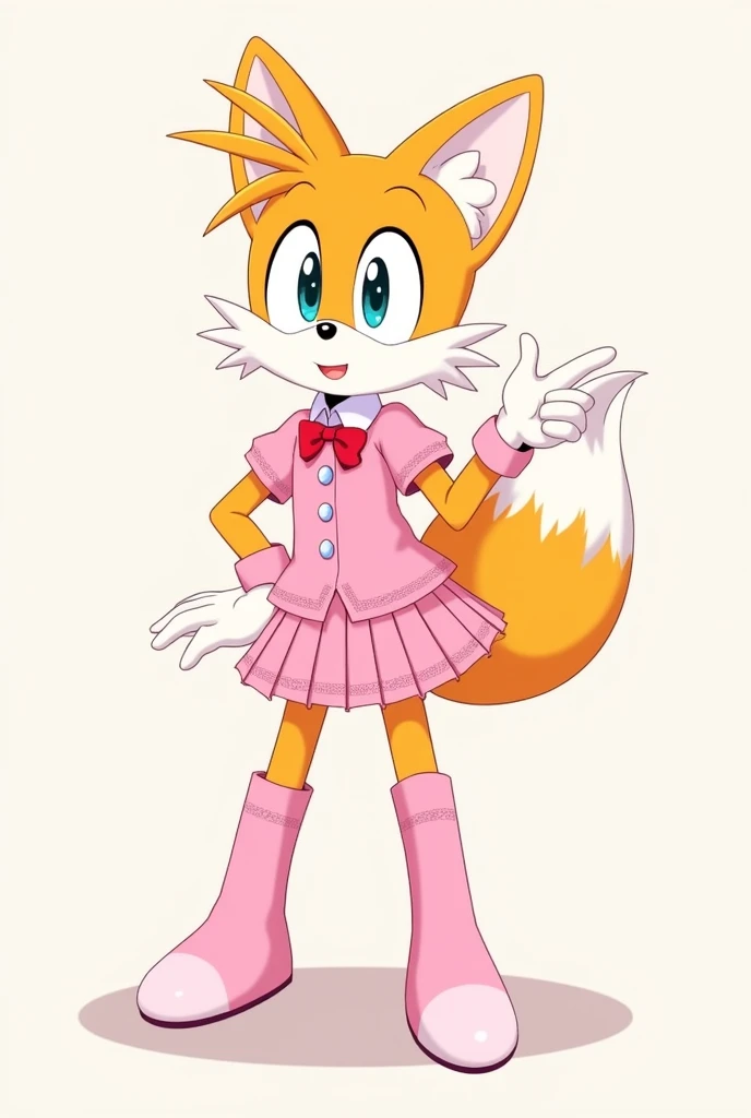 Draw me Sonic tail with pink school uniforms