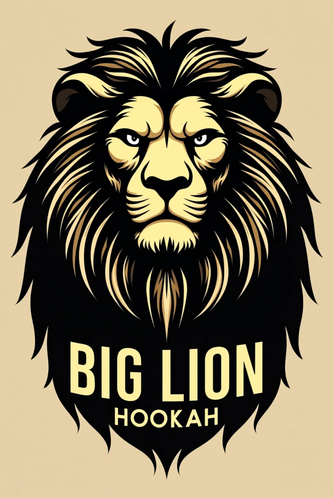 Black and gold logo of a lion with the words Big Lion Hookah