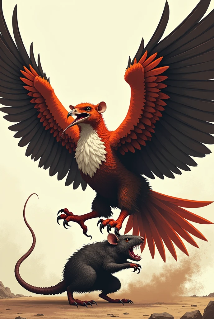 Create a vector of Garuda vs big rat without background