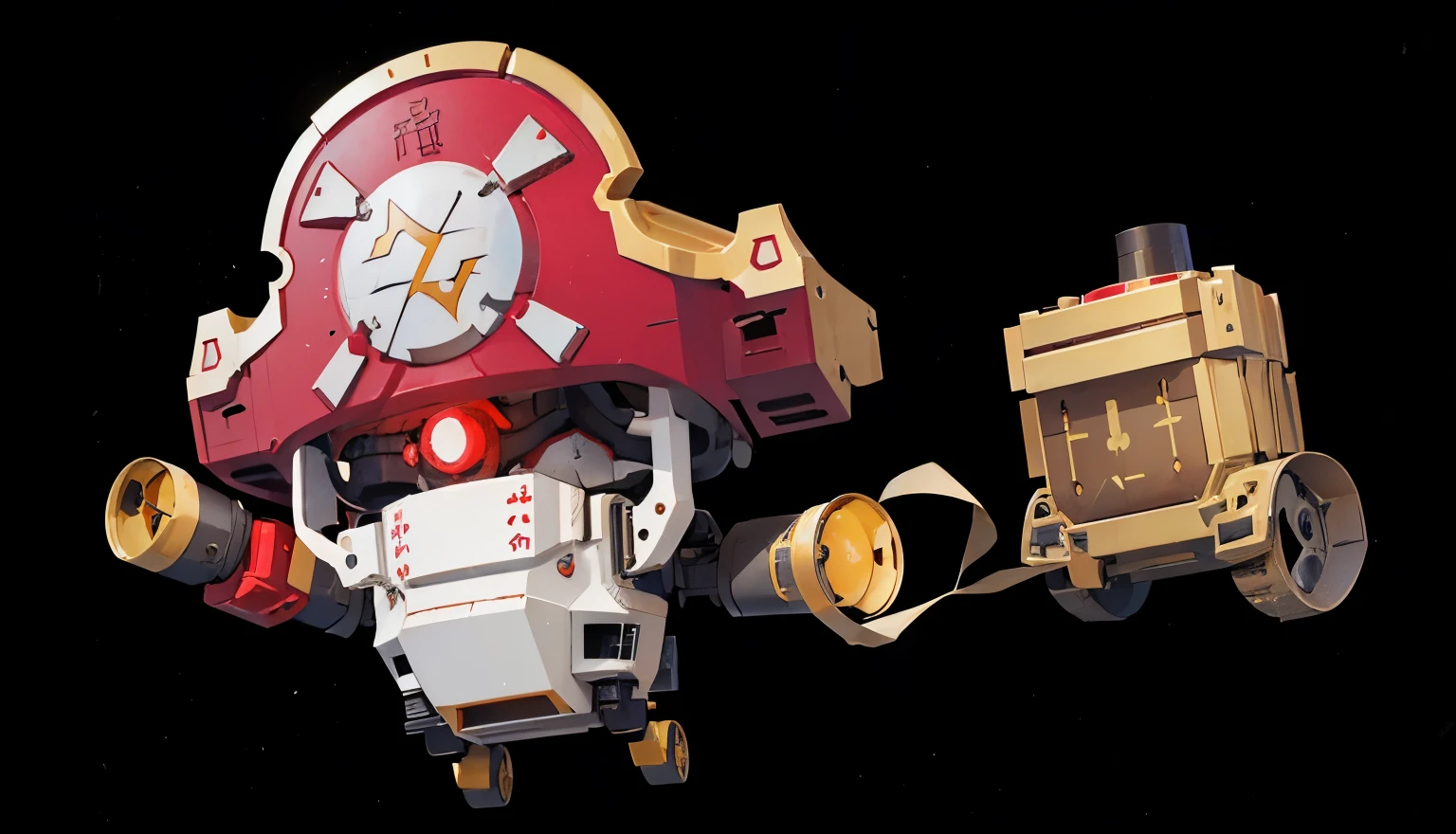 Mechanical monitor,arms,,Red Cliff,Keep_arms,armor,helmet,Black_background,,Keep_gun,,strength_armor,Mechanical眼睛,Mechanical眼皮子,Mechanical头发,Mechanical皮肤,Mechanical身体,Mechanical外衣,(Mechanical), Skill effects,强大的strength,high tech,Cyberpunk,luminescent,Machine style, Film texture, figure, Pokemon, Movie Lighting, Heavy Robotic Arm, Mechanical Belly, Mechanical Legs, Mechanical Legs, Mechanical Sense, Background Surround lightning, lightning, Cool, 干净的background, Ray Tracing, Premium color, Full body 3D model, action, (fill body:1.2),Red Cliff,((Red)) Movie Lighting,Strong contrast,Rich in details,best quality,masterpiece,White background,