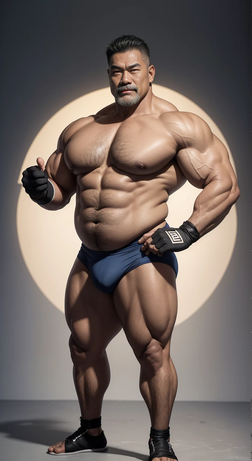 Middle age,the only person,male people,Muscle wrestler,musculous,Stout wrestler,Asian people,Uncles,Middle age 60,tall,Long legs,Short hair details,Short hair details,Wrestling Bootle Mannequin,Panorama characters,WWE ring,WWE American professional wrestling,spotlight lights,cellshading,imagining,briefly,age 55,short mustache,Middle age,tattoo iingerless gloves,Wheat-colored skin,oilly skin,Dark skin,Show off your chest muscles,Sumo wrestler,body builder,Wide sideburns,Pronounced abs,ssmile,kouzi lake,White hair,(Full body like:3),Hands are very thin,solid color backdrop,with a pure white background