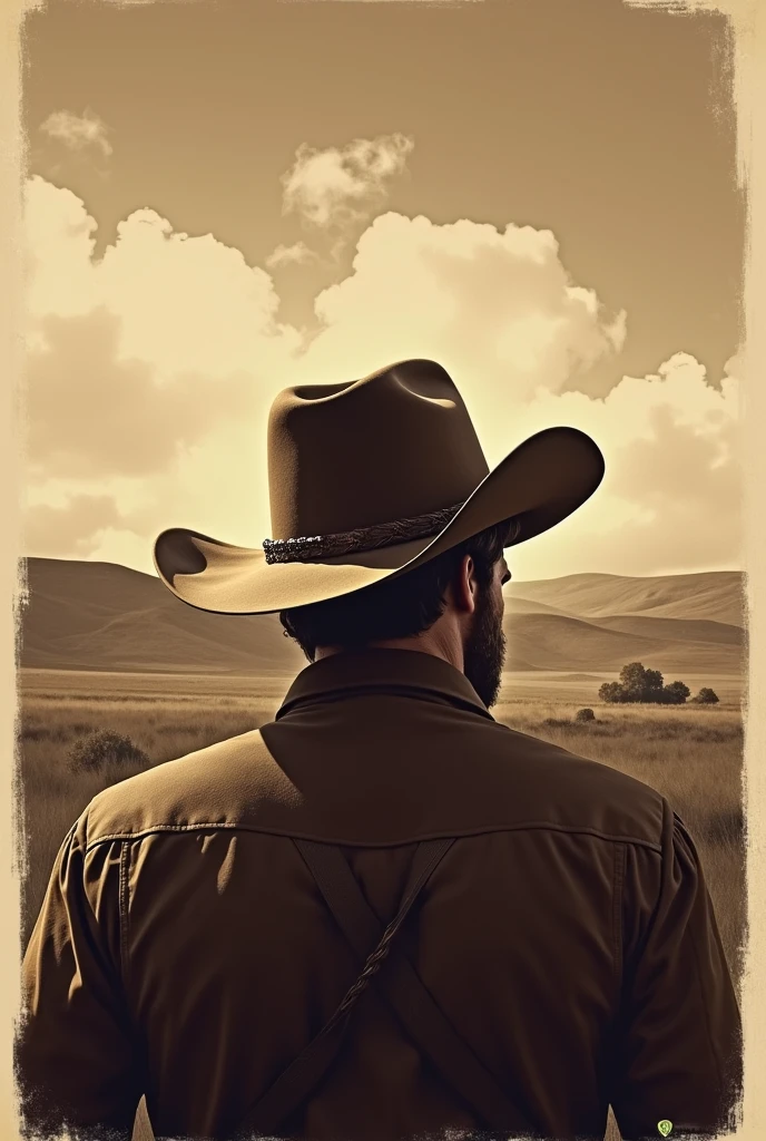 A western movie poster with cowboy hat without person