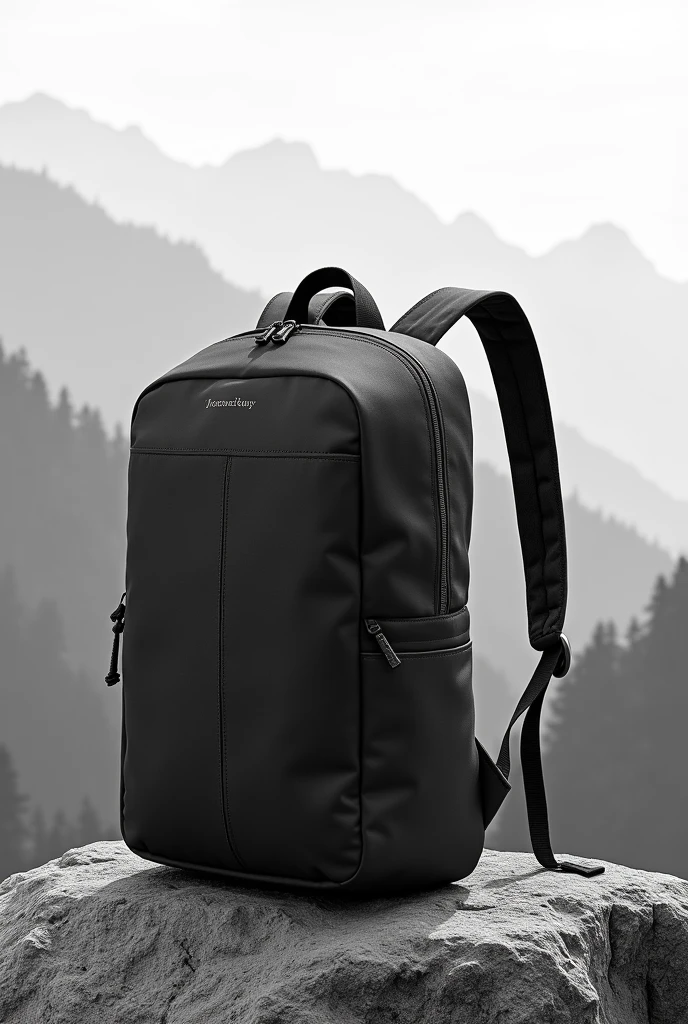 Make a black and white mountain bag mockup