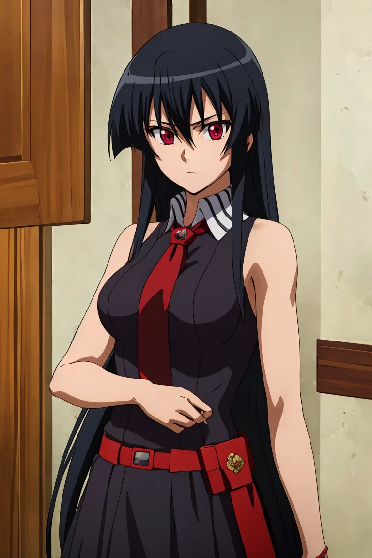 masterpiece, best quality,ultra detailed ,1girl,solo,Akame,black hair , long hair ,red eyes ,elegant dress