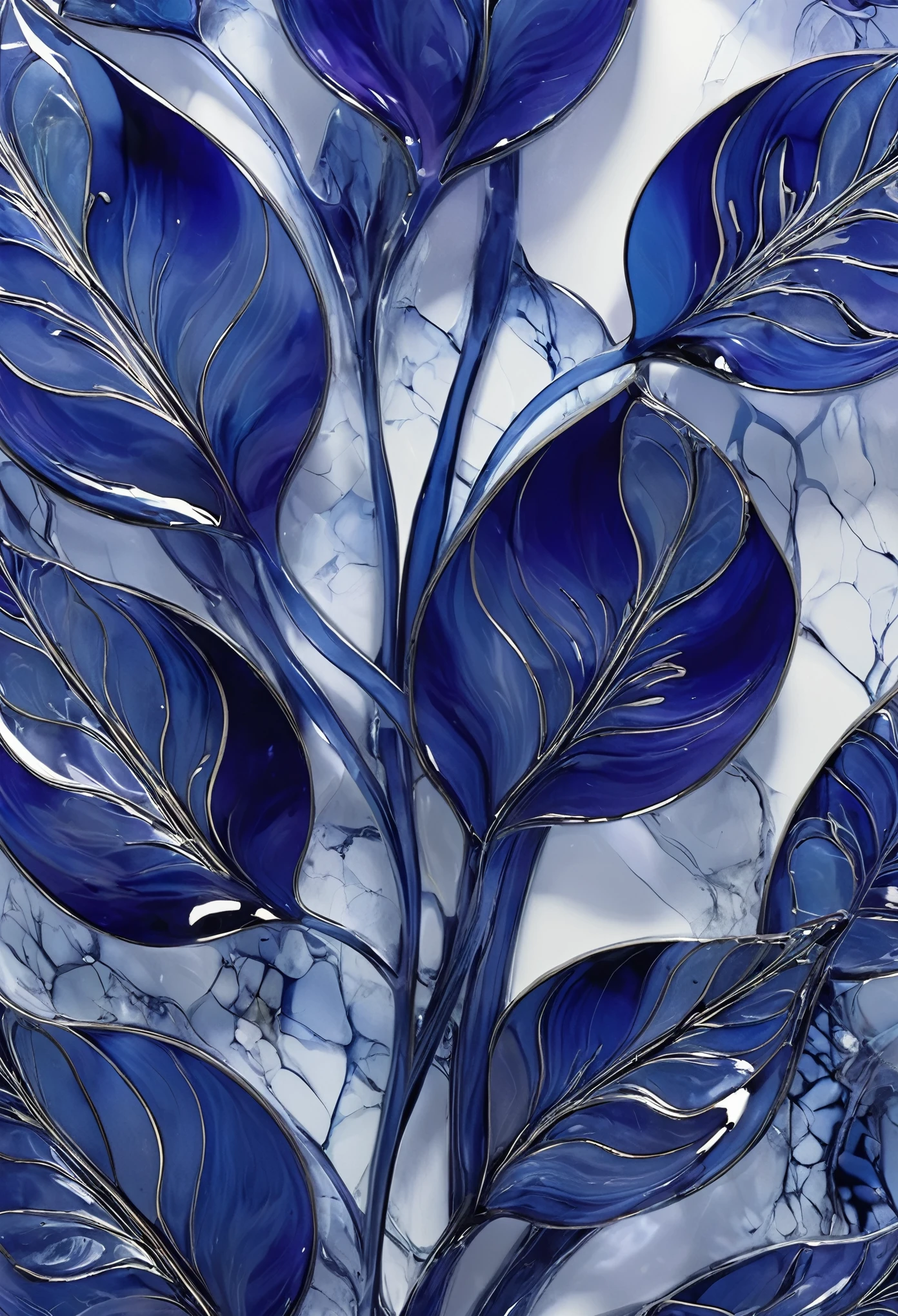 abstract glass pattern, indigo, marbel