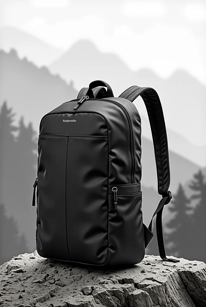 Make a black and white mountain bag mockup