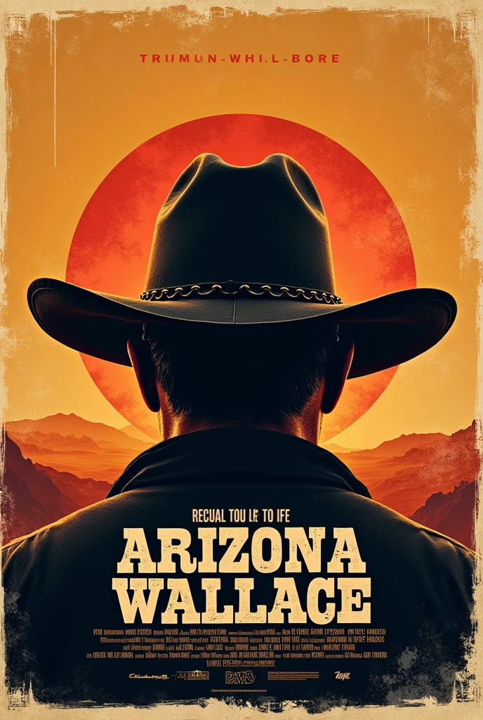 Western movie poster with a cowboy hat in the middle without a person but with tour dates and the name Arizona Wallace 


