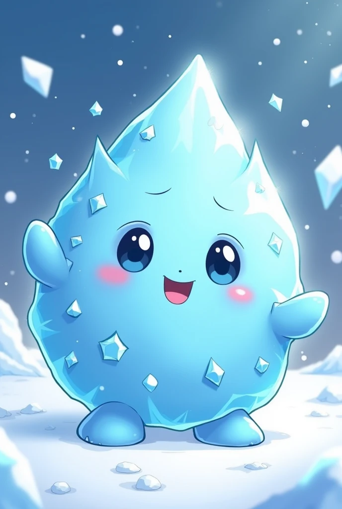 Create an image of an anime-like ice emoticon