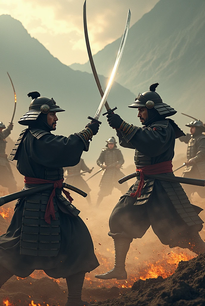 ((Highest quality)), ((masterpiece)), (detailed), Multiple Samurai Battles