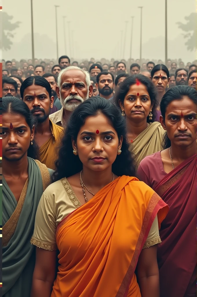Indian backward caste people front of screen