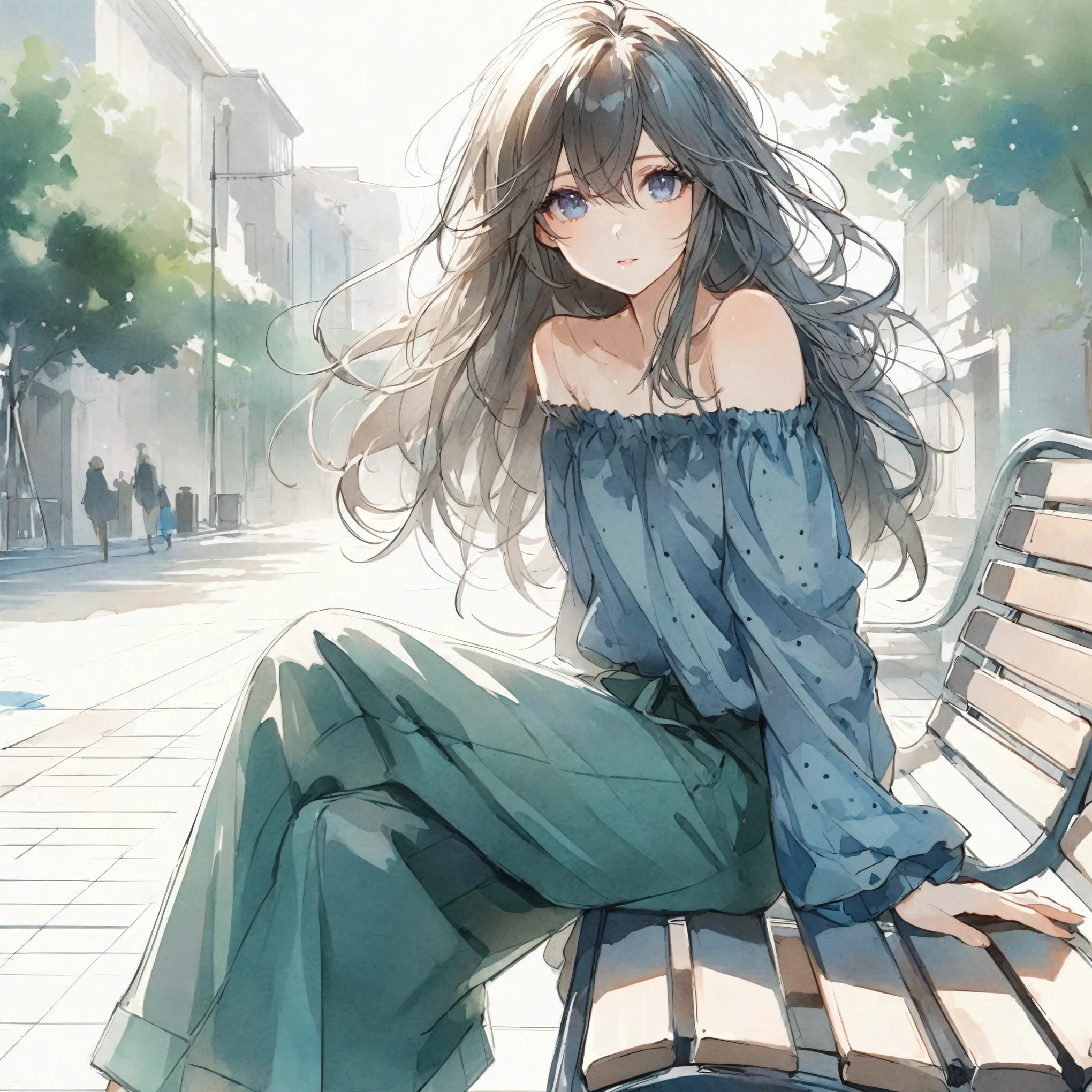 Official art using high-quality hand-drawn watercolor sketch techniques. (best quality,4k,8k,highres,masterpiece:1.2),ultra-detailed,beautiful detailed eyes,A girl with beautiful eyes, everyone, beautiful anime girl, cute anime girl, smooth anime art, anime style, elegant colors, soft lighting, delicate beautiful sensitive eyes, very coquettish, beautiful large breast, (correct hands:1.2),