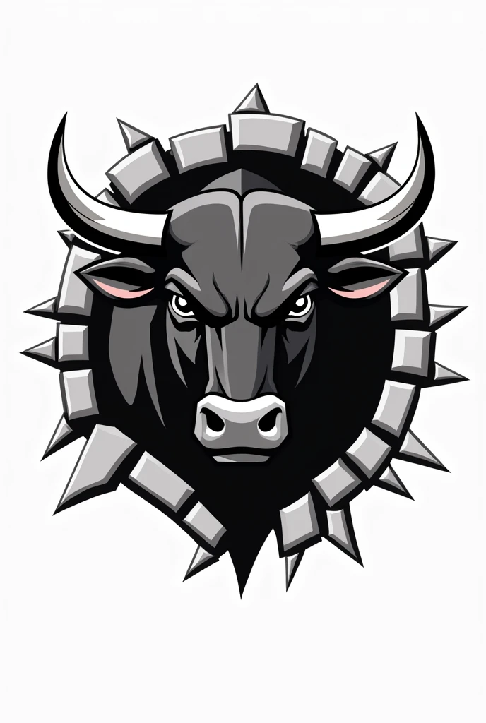 . “Bold and modern logo featuring a powerful bull breaking through a solid wall. The bull should have strong, sharp lines, symbolizing strength and resilience. The wall could have cracks or be partially shattered, representing overcoming obstacles.”