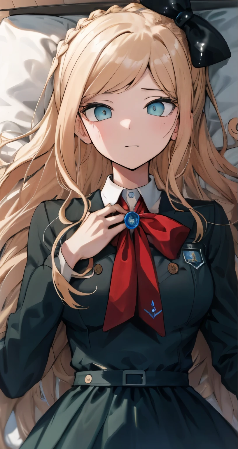{ masterpiece : best quality : high resolution : unity 8k wallpaper : illustration : beautiful detailed eyes : extremely detailed face : perfect lighting : extremely detailed CG : perfect hands : perfect anatomy } { in a creepy dark bedroom : messy : dark environment } { Sonia Nevermind : perfectly_shape_breast : Sonia_Nevermind's_long_elegant_blonde_Hair : :perfectly fit body : School_Uniform : expressionless : blank Expression : blank dead eyes : motionless } { lying_down : on the bed : dead }