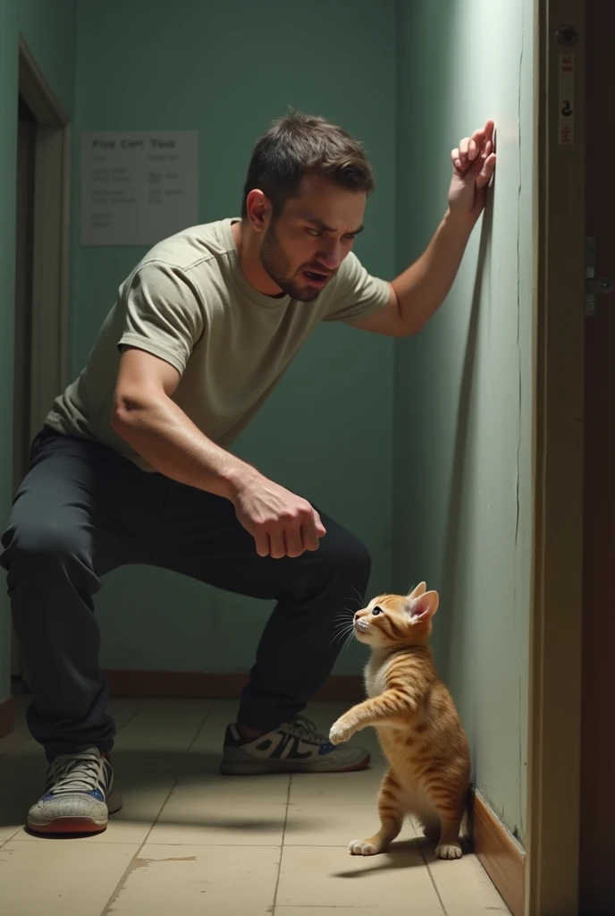 A  hitting a cat 

