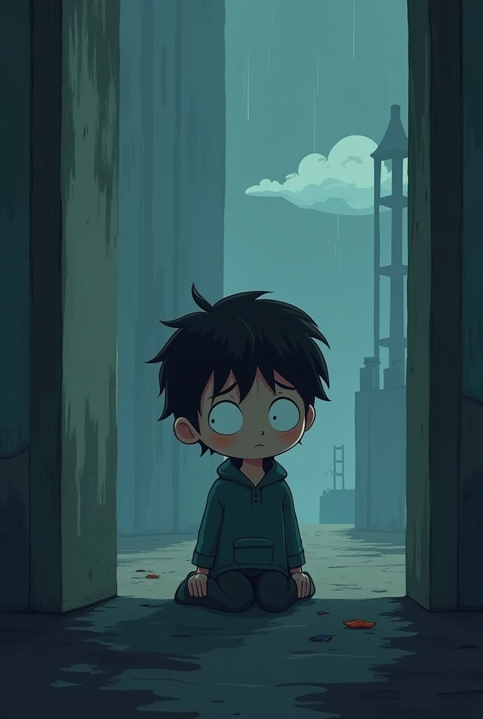 a sad melancholic and dramatic cartoon style