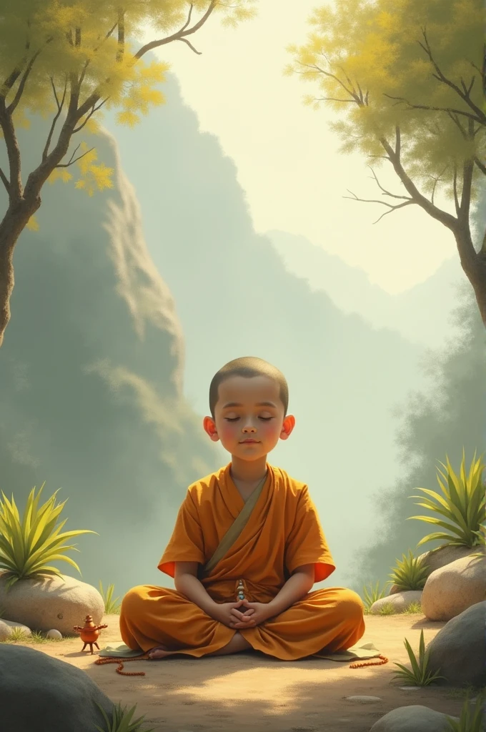 A monk is meditating ai