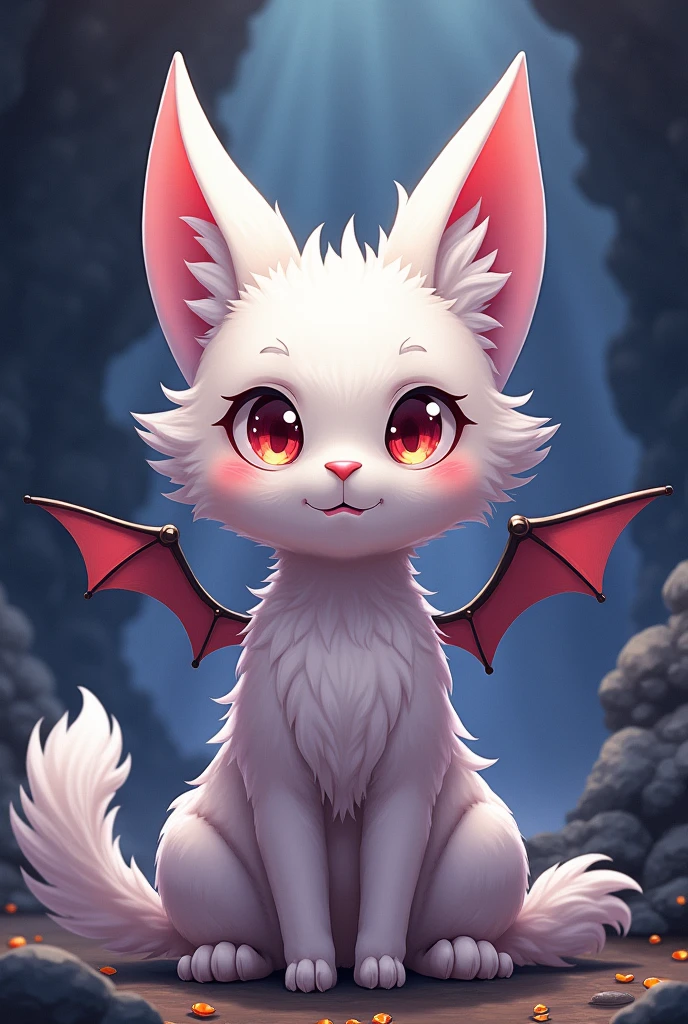 Neko Arc as Nanachi from Made in Abyss, bat wings, usagi, neko