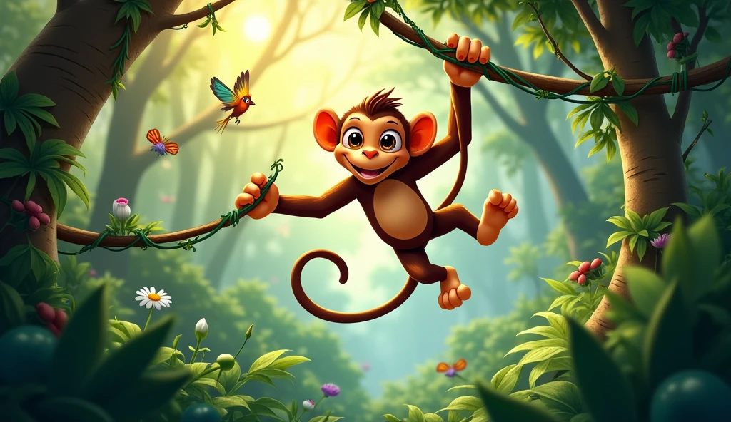 Monkey in the lush green jungle