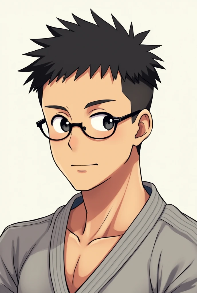 Watanabe Kaiya man's hair is spiky
Short hair, kind-looking face, gentle, short hair, 30 years old, round face, cropped hair, glasses, single eyelids, karate, strong