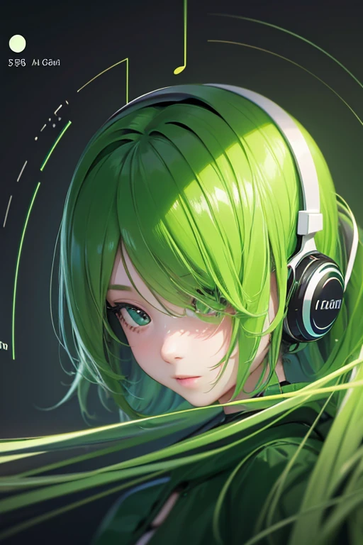 A study on AI music creation，Green as the main color，Fresh，512px*512px, high quality；There are no characters，perfect，Simple and elegant，Music app icon，