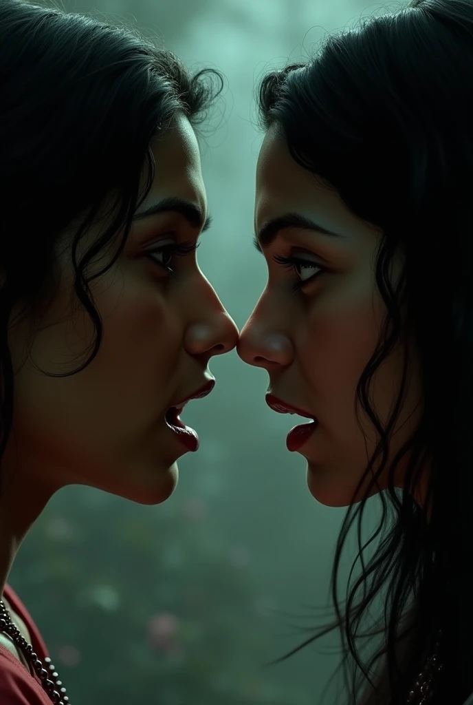 Indian lesbian rivals stare nose to nose 