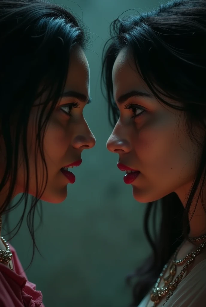 Indian lesbian rivals stare nose to nose