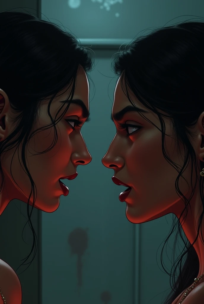 Indian lesbian rivals stare nose to nose