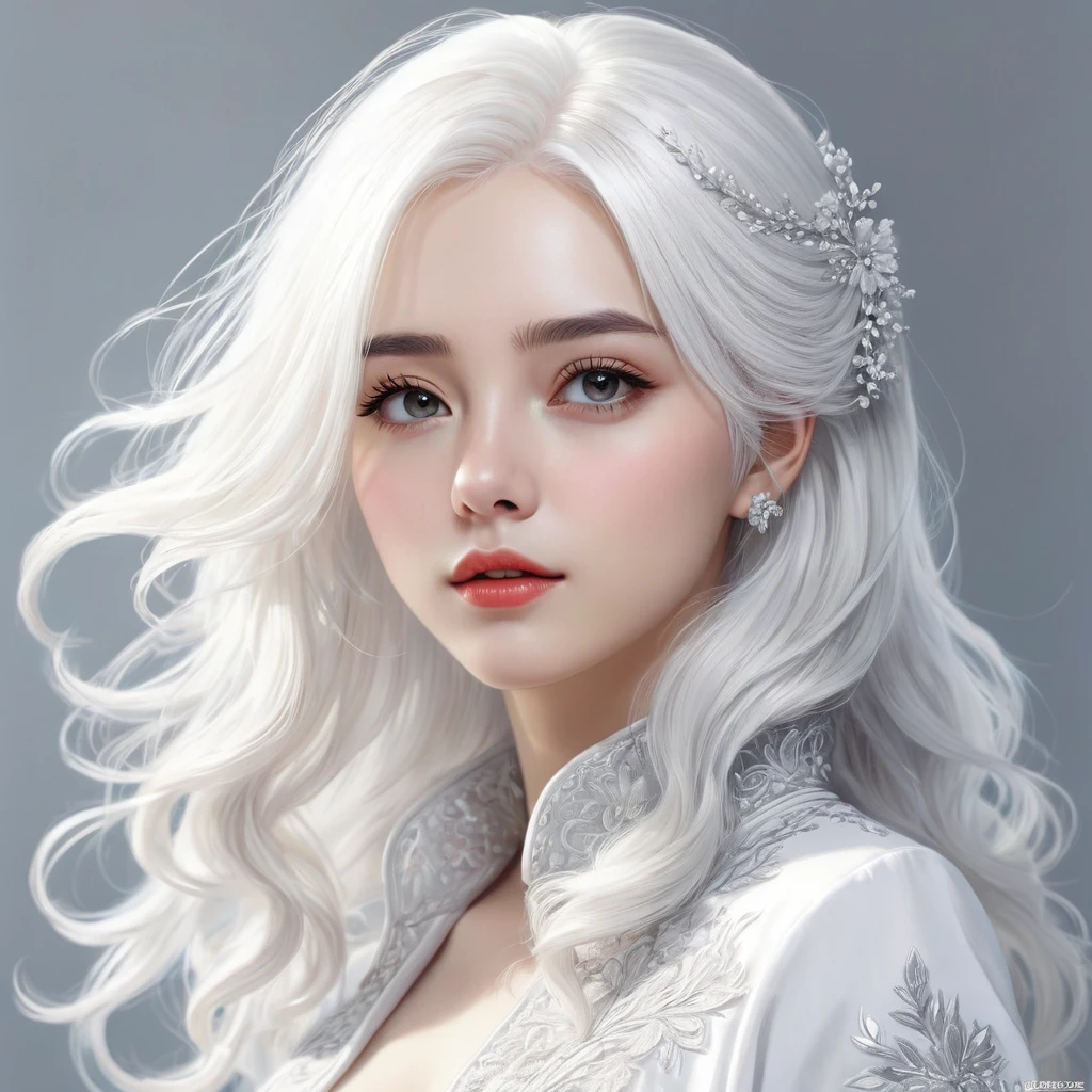 masterpiece, best quality, ultra-detailed, illustration,, 1girl, white hair,