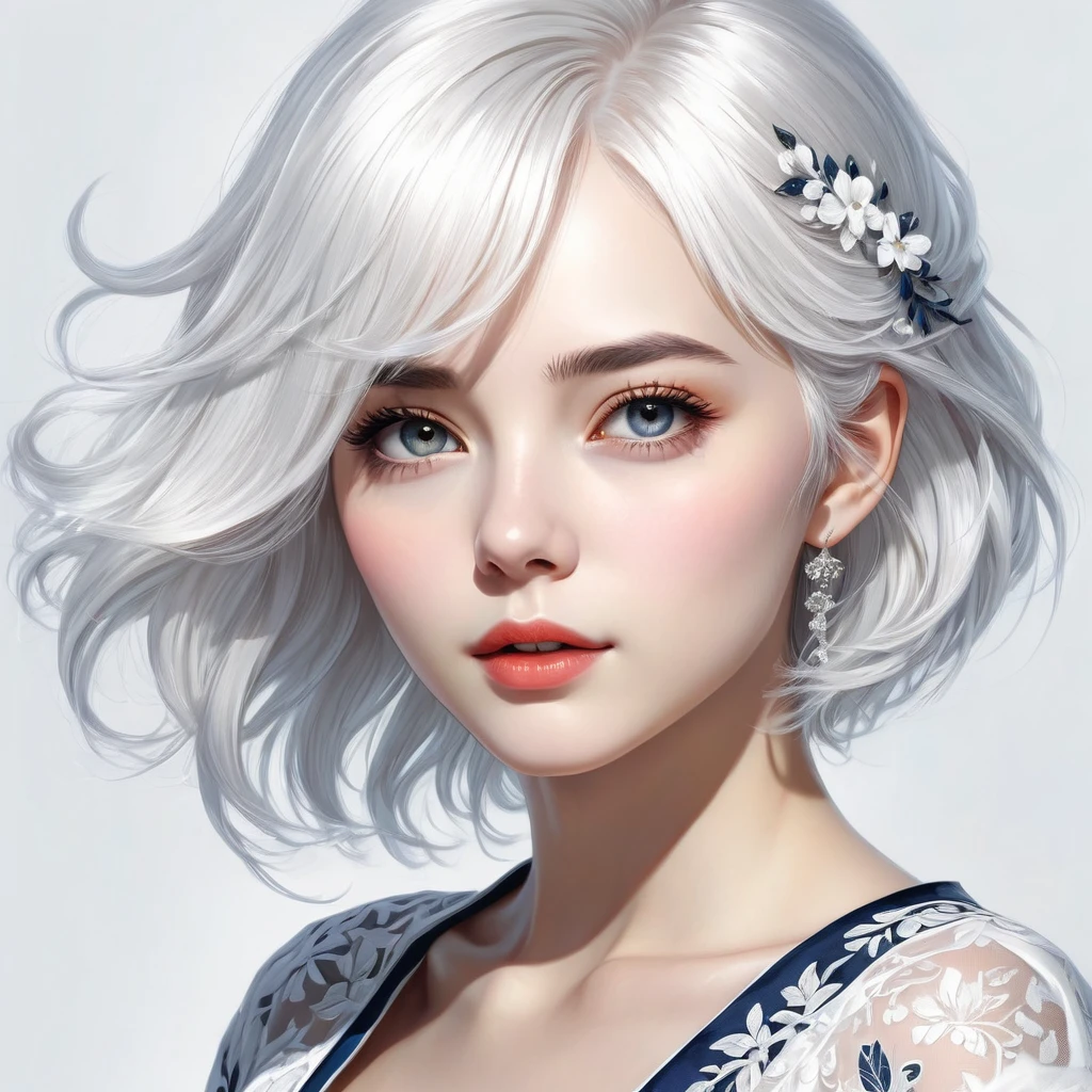 masterpiece, best quality, ultra-detailed, illustration,, 1girl, white hair,