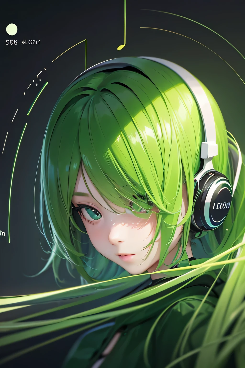 A study on AI music creation,Green as the main color,Fresh,512px*512px, high quality;There are no characters,perfect,Simple and elegant,Music app icon,