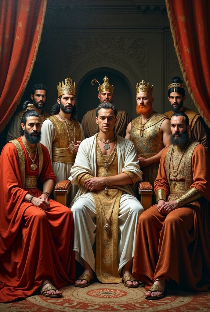THE 3 ROMAN EMPEROR SITTING ON A THRONE