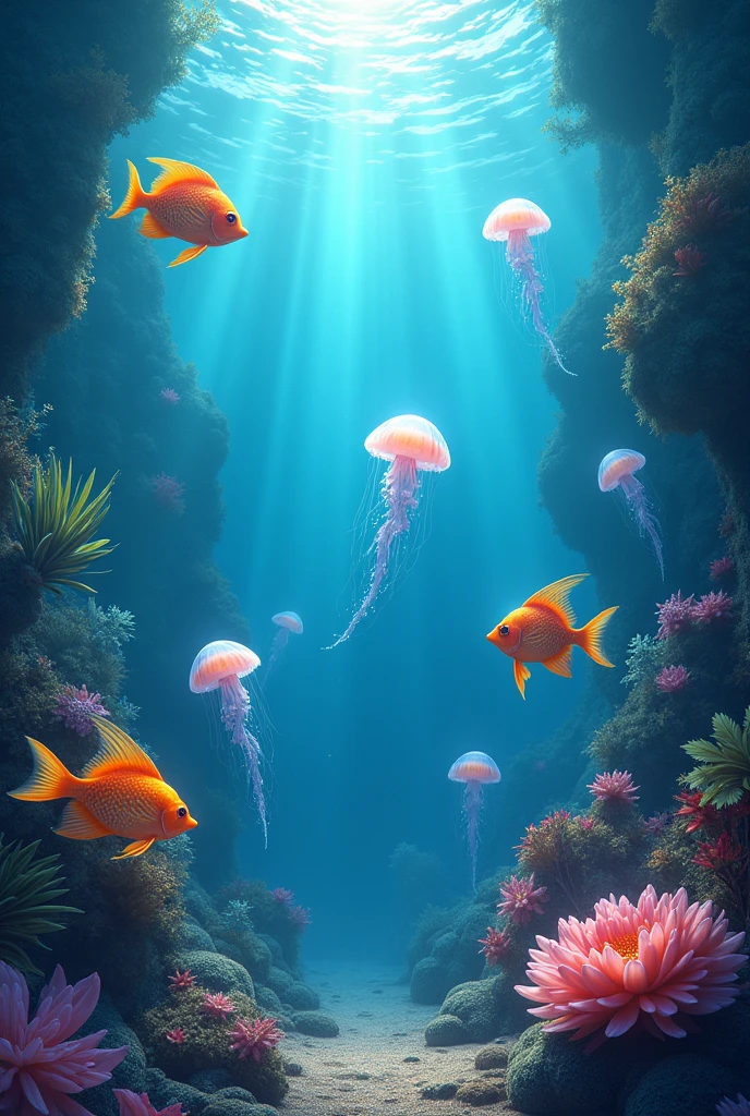 Tropical fish with colors bright,
Shimmering in the morning light,
Jellyfish float, so graceful and clear,
In the water, they disappear!