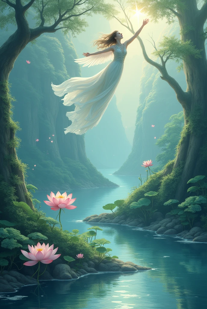 The flying star flies over the Guanjiang River and flies away,Ask the lotus how it knows the color of ice and snow