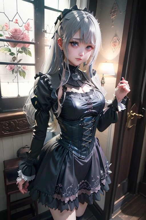 ハードDark Gothicメイク、Deep Night Sky、Horror、Black dark eyeshadow、cry、sad、Good skin radiance、Dark Gothicメイク、Dark smile、palace、The beauty of fragrance、24-years-old、Expression of intense sexual pleasure、Embarrassed look、Dark Gothic、Obscene language、highest quality、View 5 books、Expression of sexual pleasure in suffering、Drunk face、紫のMaid clotheysterious、Noble、A face that is holding back the toilet、sexy、Loving smile、Twin tail hair、jet black ruffle skirt、Right blue eye, Left eye is red、Super bewitching pose、Platform Heel Shoes、Heavy makeup、Gothic Lolita Clothing、A little slimmer、Silver Hair、Long Hair Straight Hair、Cute Gothic Lolita Dress、Beautiful Face、elegant features、Attractive face、Knee-high socks、Stained glassが背景、Chest glistening with sweat、The room is dark、goth long dress、Bell Sleeves、Wizard Sleeve、decadent look、Sexually excited expression、Gothic Mode、Glossy thighs wet with water、Thighs that are wet and shiny with oil、Background of a room full of roses、sad表情、Rose Maiden、The embroidery is pink、The dress has pink embroidery.、Thigh-high socks、Knee-high socks、Gentle expression、masturbation behavior、Dark black eyeshadow、despicable act、Stained glassと薔薇背景、Wearing black underwear、Black panties、thighs are a little thin、Female Duo、Female couple、I have lesbian friends、Hug a girl、A blue lightning bolt glows in his right hand..、Blue electromagnetic waves glow in my hands.、dark church background、Stained glass、black metal world、Dark Castle、Dark Room、Slender body、upright、walk、Are standing、gothic long dress、Victorian Dress、Her thighs are shining with sweat、My body is wet and shiny、Lots of glitter on the thighs、sweating、My thighs are sticky from sweating、Sweat glistening on my thighs, The whole body is sweaty and shiny、pretty sweaty、My thighs are sweaty、My thighs are so wet、Her thighs are shining with sweat、A lot of sweat glistening all over the body、Thighs are the best、Two girls in the photo、